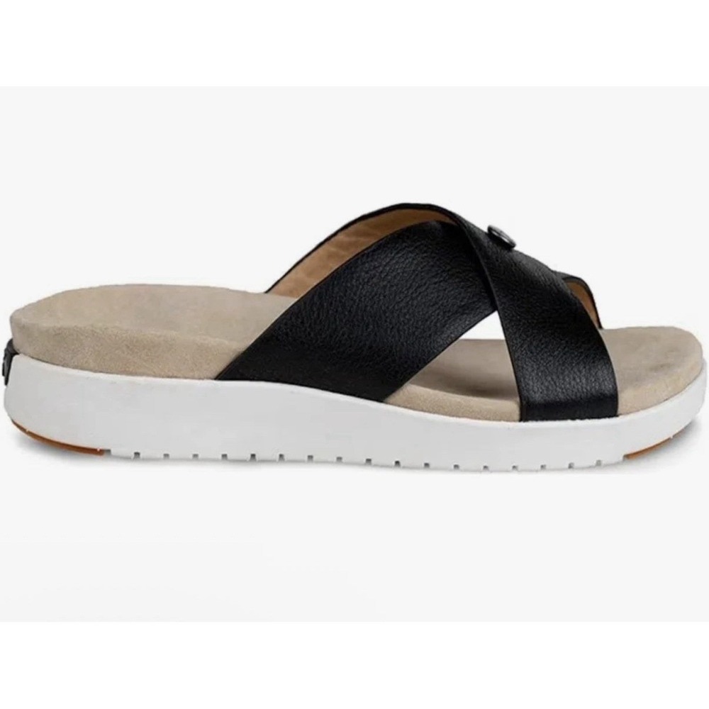 Kuru Sandal Breeze Black Leather Slip On‎ Slide Sandal Womens 12 Medium New Box - Picture 4 of 11
